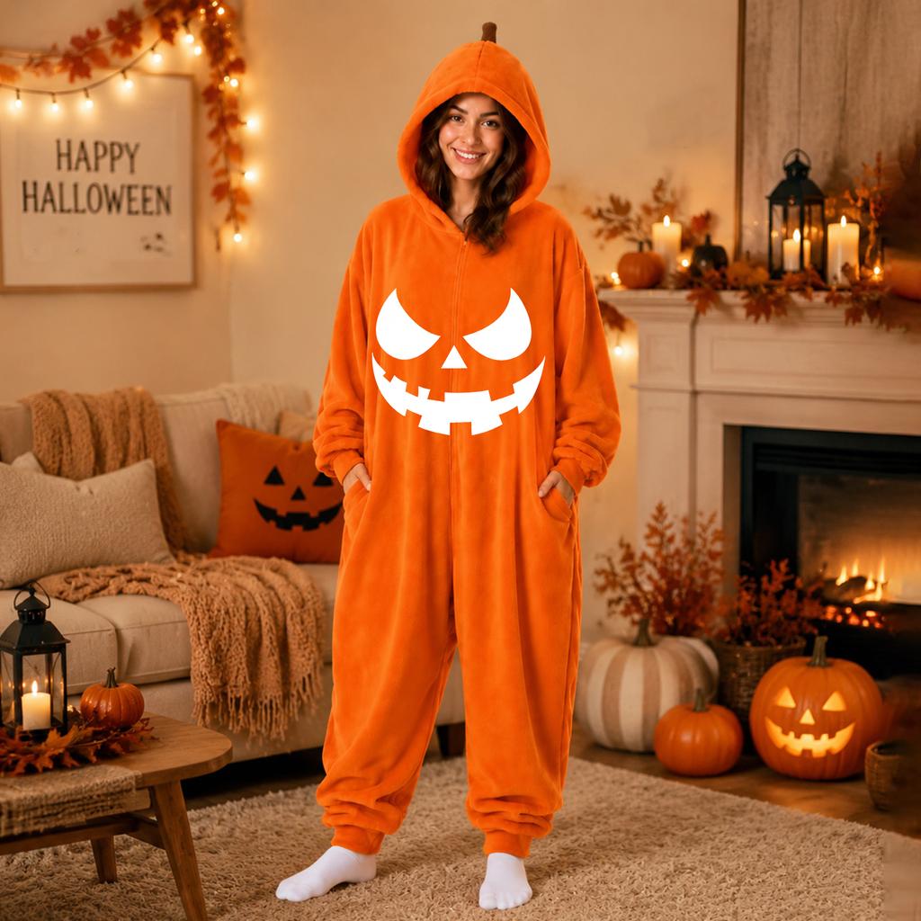 Women's Halloween Printed Flannel Loungewear Set