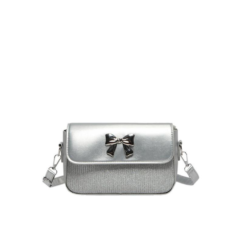 

Stylish Korean Sequin Crossbody Bag For Women In Pu Leather With Woven Texture срібний