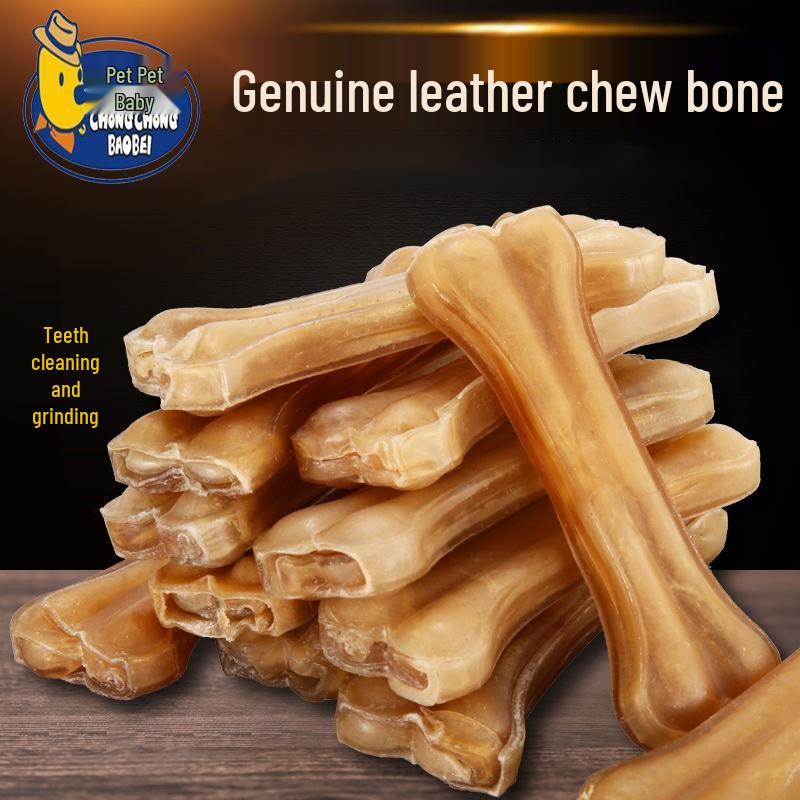 Long-Lasting Rawhide Chew Bone Dog Toy - Dental Snack for Puppies and Dogs
