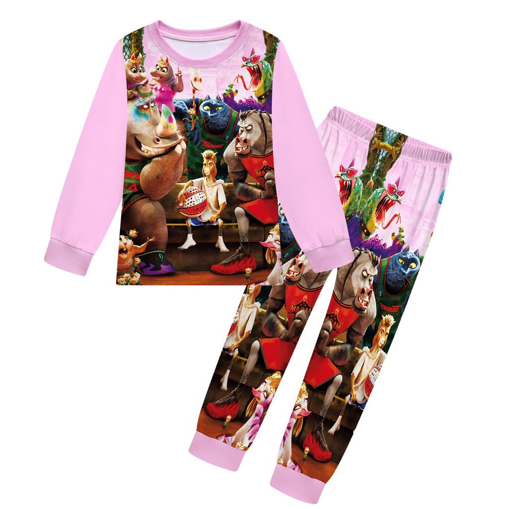 19803 Kinder Jungen Mädchen GOAT Print Langarm Rundhals T-Shirt Oberteil Hosen Sets