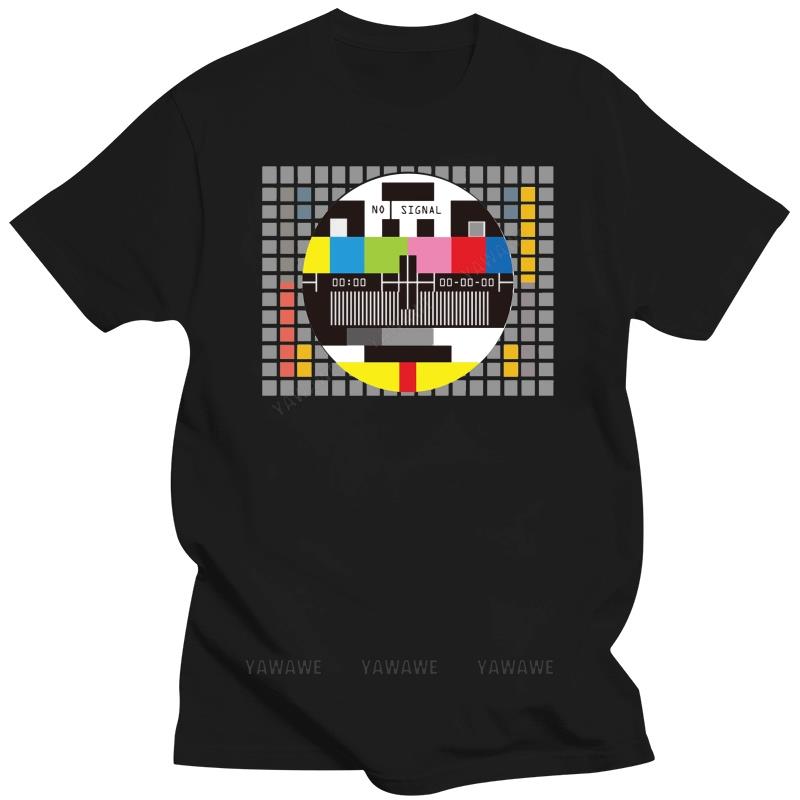No Signal Tv Television Retro Vintage Old School Tee Shirt White T Shirt Discount Cotton T-Shirt For Men Fashion Hip Hop Tshirts