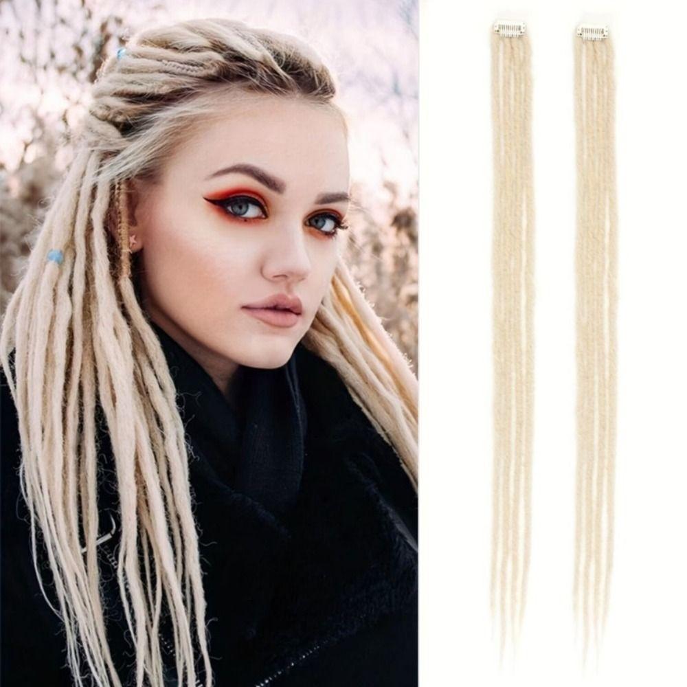 2Pcs Ombre Synthetic Hair with Hair Clip Hippie Dreads Hairpiece for Hip Hop and Music Festivals