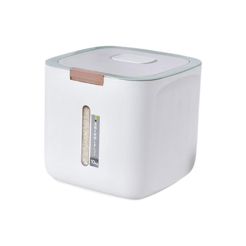Rice Dispenser Food Storage Container Automatic Flip Cover Rice Bucket for Cereal Grain Flour Rice Nuts Beans Pet Food зелёный