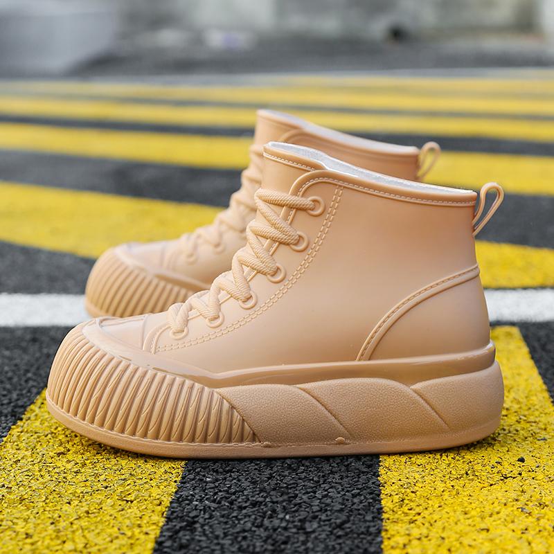 Men's and Women's New Style Lightweight Knee-Height Waterproof PVC Duck Boots with Rubber Insole for Winter Rain and Snow