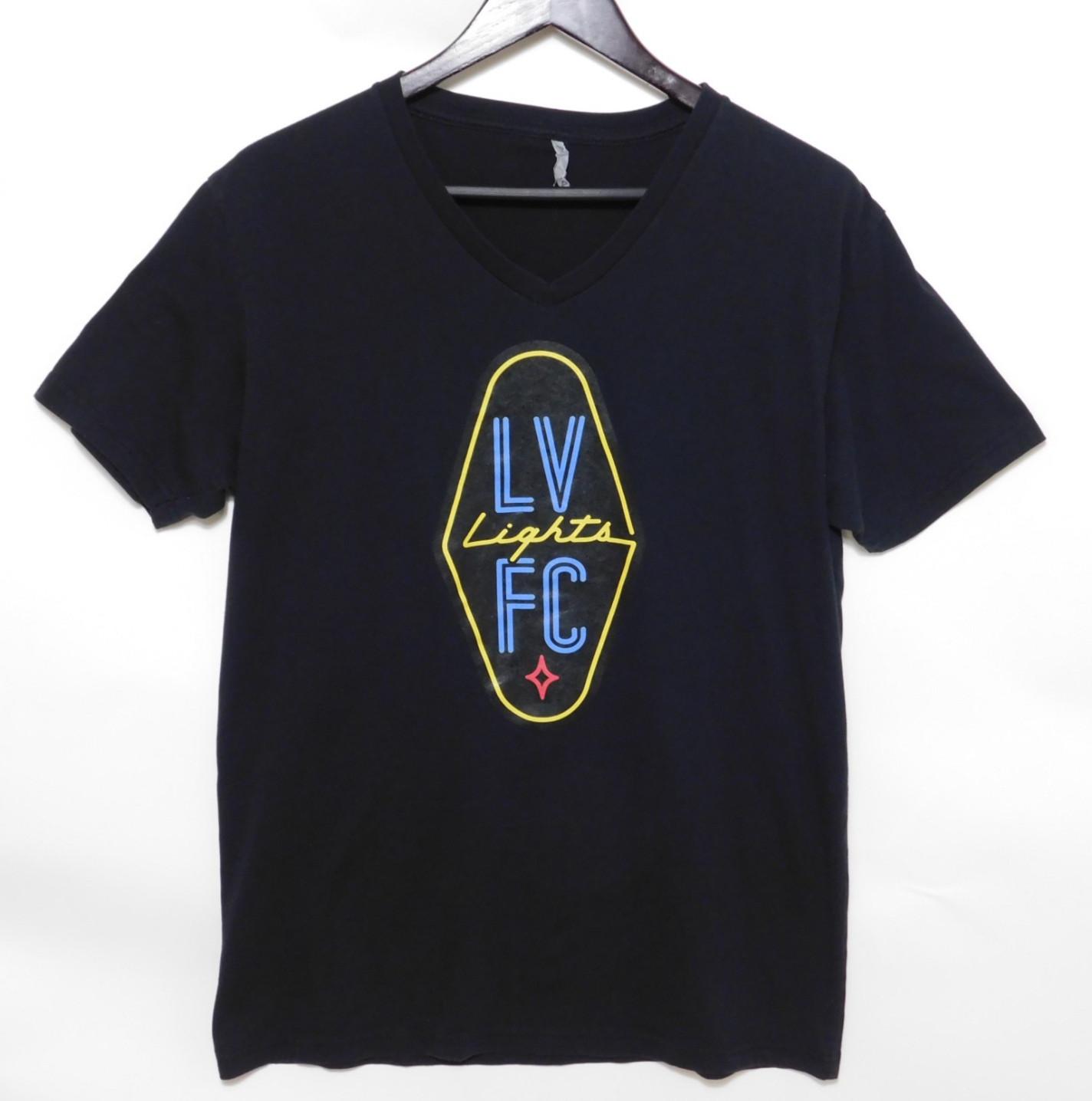 LAS VEGAS LIGHTS FC USL Soccer Football V Neck Neon Logo T Shirt Men s Large L M