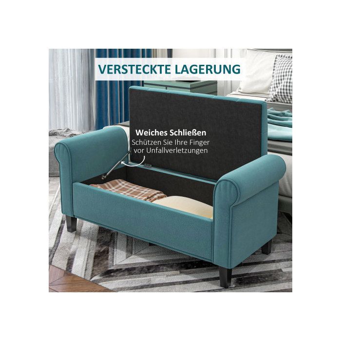 Tabouret de lit - MUVOE - Vert - Rangement caché - Charge max. 120 kg - 126 x 48,5 x 47 cm