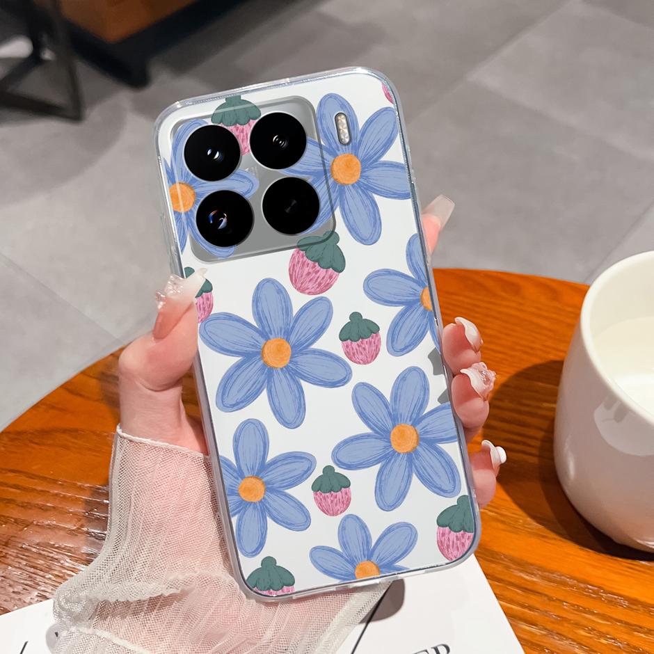 Cute Flower Case For Xiaomi 15 Pro Ultra Clear Soft Silicone Protective Bumper Cover For Xiaomi15Pro 15Ultra Anti Scratch Fundas