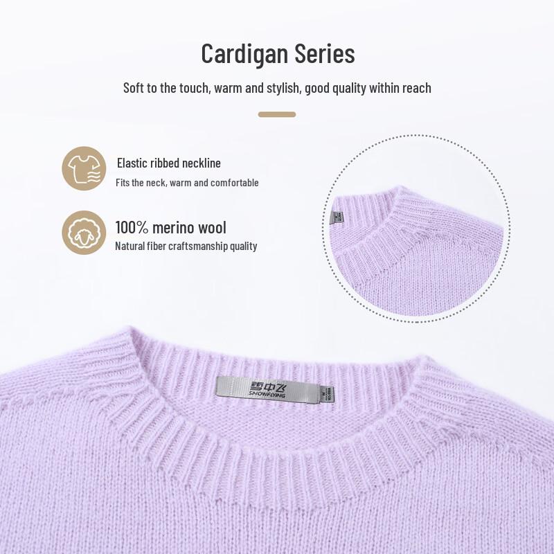 SNOWFLYING Women's 100% Lambswool Crew Neck Sweater