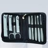 Stainless Steel 9-Piece Manicure & Pedicure Set with Tweezers and Nail Clippers In Black.