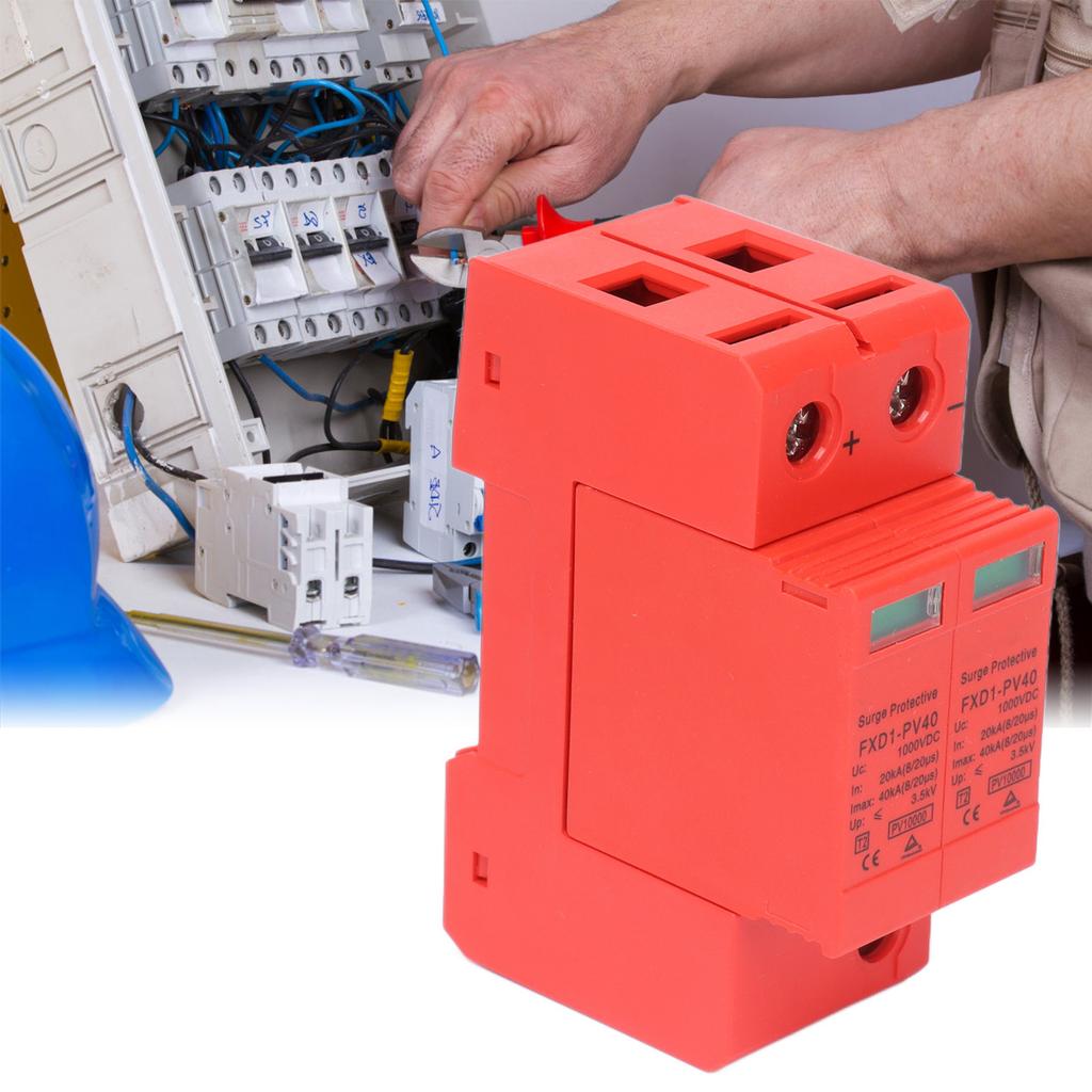 2 Stück DC 500V/DC 750V/DC 1000V SPD Schutzgeräte DC Photovoltaik Überspannungsableiter 2P 40KA FXD1‑PV40