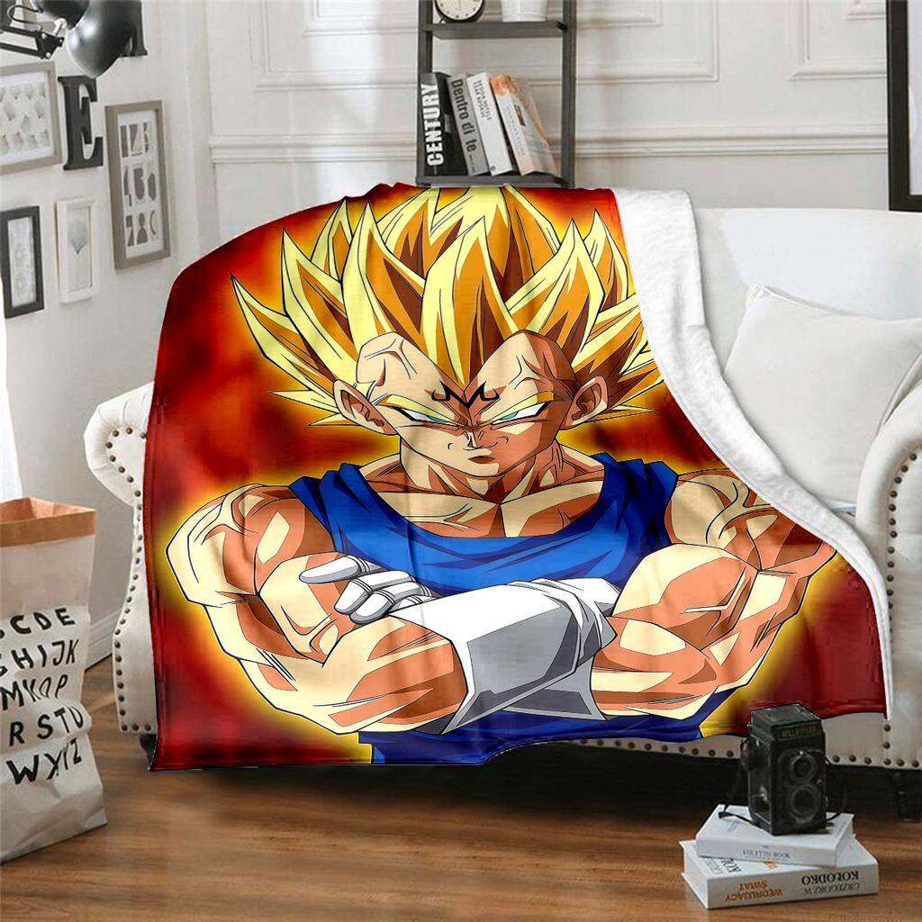 1PC Vegito Print Flannel Blanket, High quality All Seasons, Home Decor, Warmth and Comfort, Perfect for Christmas Gifts