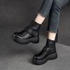 Johnature Versatile Retro Short Boots Thick Sole Genuine Leather Boots Comfortable Women's Shoes