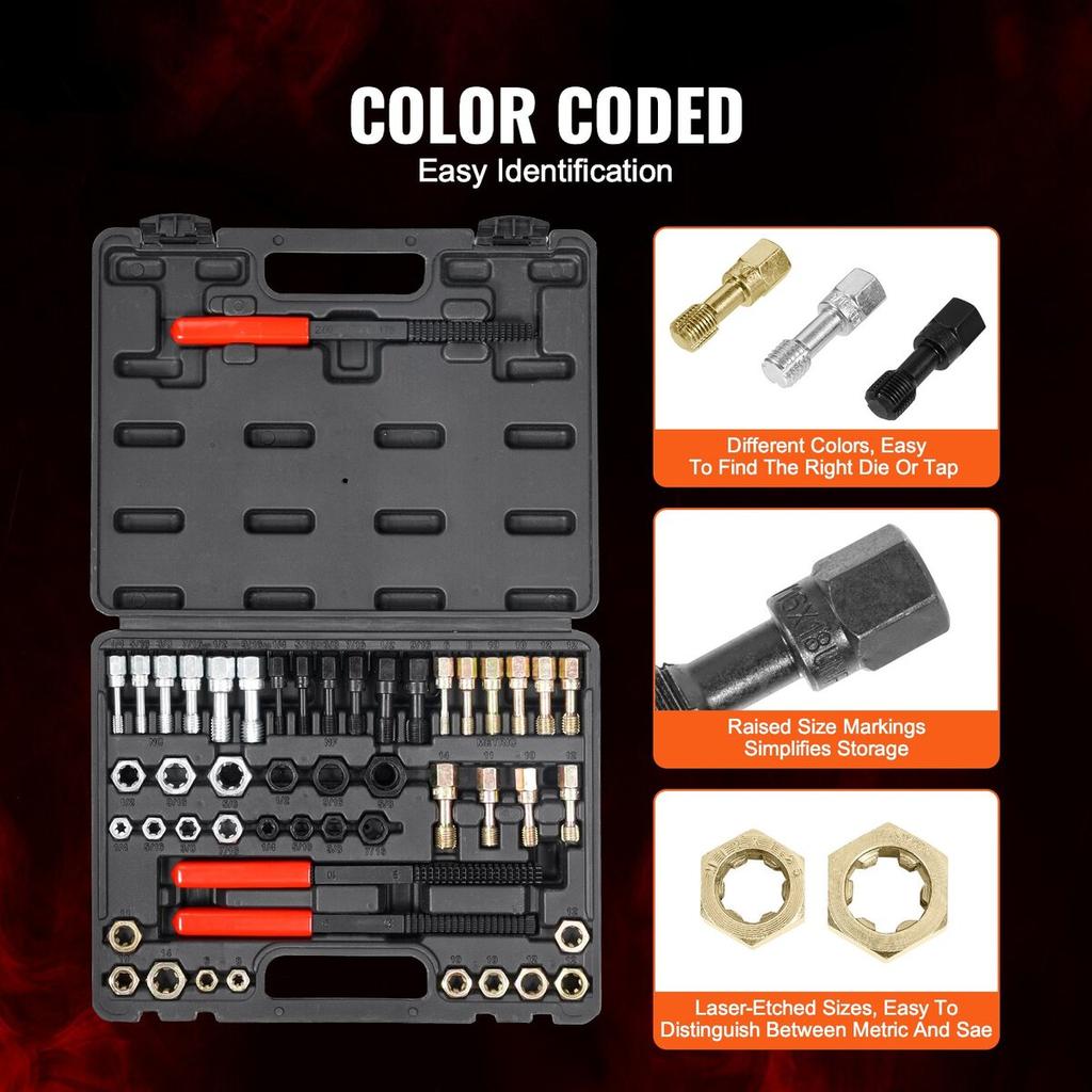 49PCS Thread Chaser Set UNC UNF Metric Thread Restorer Tool Rethreading