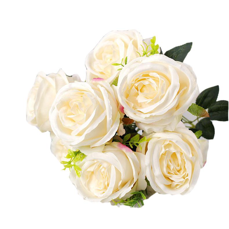 Modern Artificial Rose Silk Flowers Bouquet for Home Wedding Decoration