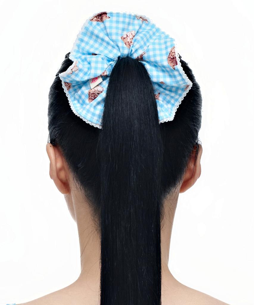Eireve Kitten Check Scrunchie (Blue)