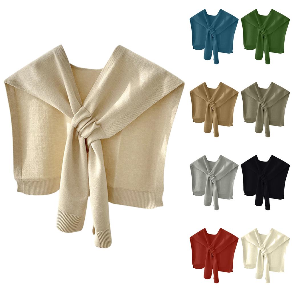 Ladies' Fashionable Knitted Shawl, Air-conditioned Room, Versatile Solid Color Scarf For Outdoor Wear