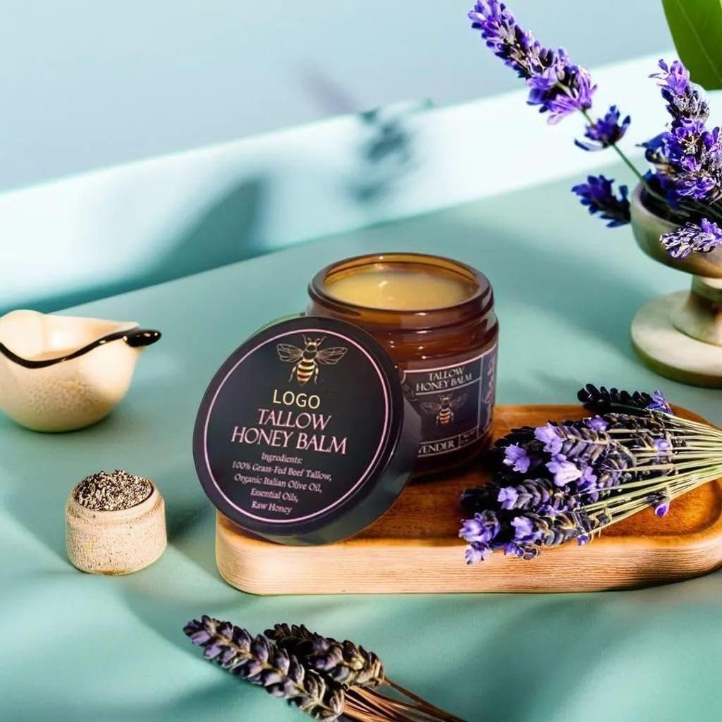 Crema Viso Naturale di Sebo da Miele di Mucche Alimentate ad Erba con Olio d'Oliva per una Pelle Radiosa