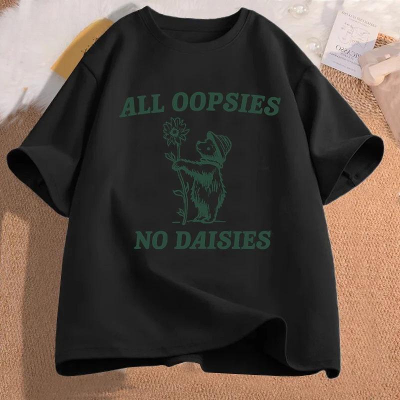 Ladies casual short sleeved Tshirt with cute cartoon bear letter print fashionable daily ladies Tshirt S