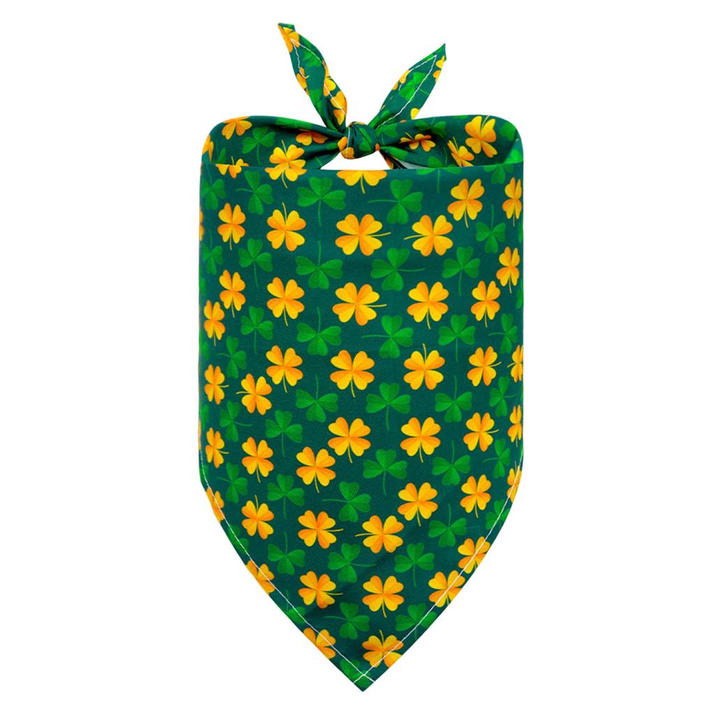 St Patricks Day Pet Bibs Adjustable Clover Pet Triangular Bandanas Creative Neckwear Gift for Small To Medium-Sized Pets