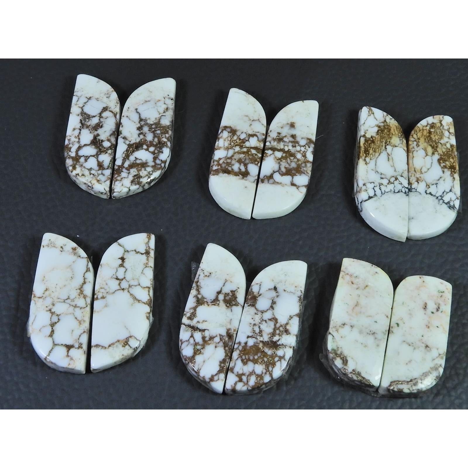 247Cts. Natural Wild horse Jasper Fancy Cabochon Loose Gemstone 6Pair Lot C-1468