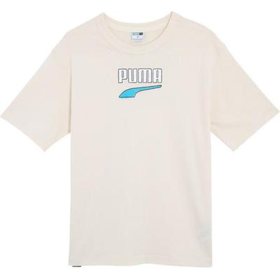 Puma Letter Logo Printed American Style Crew Neck Pullover Casual Short Sleeve T-Shirt Unisex T-Shirt Almond 535359-87