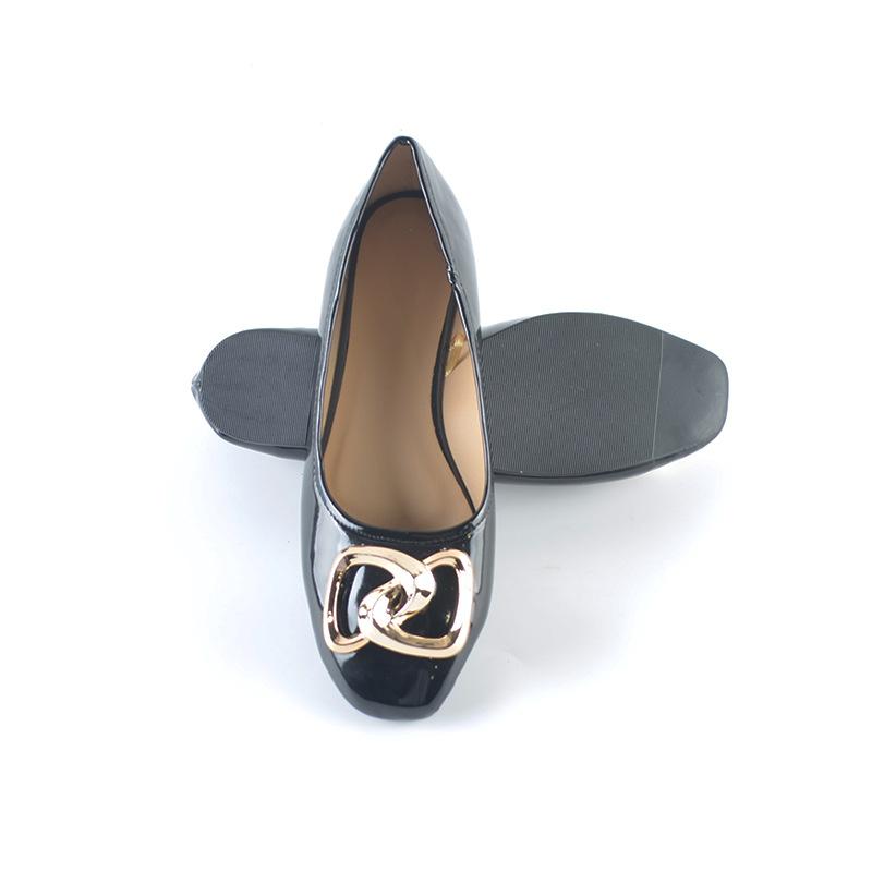 

Мода 2025 Женские Геометрическая Декорация Удобный Квадратный Носок Плоские Повседневные Весна Осень Черный Лакированный Искусственная Кожа Плоские Балетки 41 чёрный