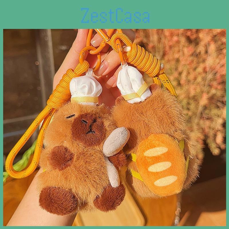 Keychain Capybara Plush Baking Wearing A Chefs Hat Toast Design For Gift