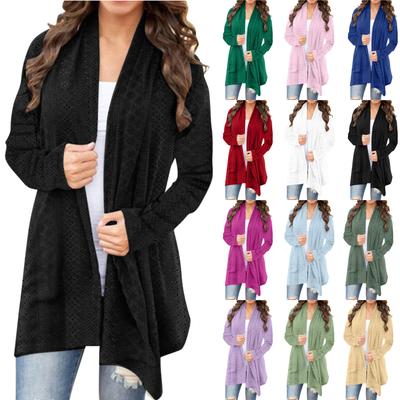 Damen Asymmetrischer Strickcardigan mit offener Vorderseite Langarm Lässige Überwurfjacke Lockere Passform