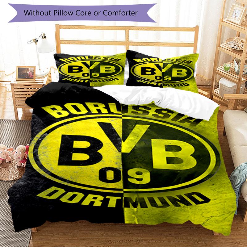 3pcs Football Team (5) Design Cover Set - HD Printed Bedding with 1 Cover and 2 Pillowcases - Perfect for Home and Dorm Decor