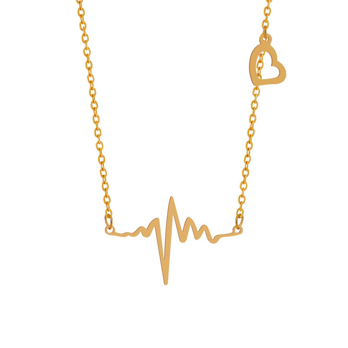 Китайский стиль Кулон-сердце на удачу для женщин - Позолоченный Бабочка Титановая сталь