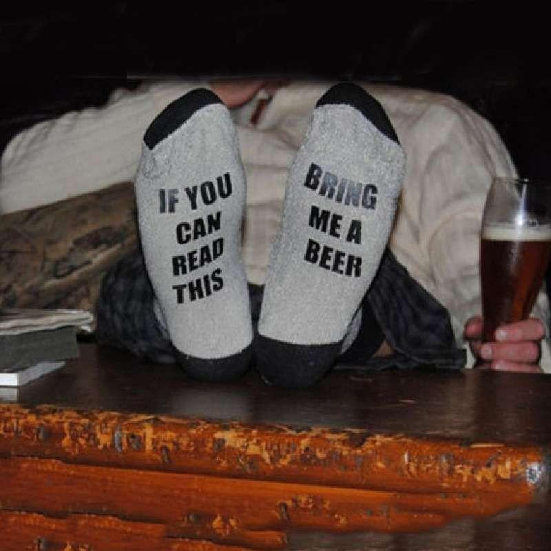 If You Can Read This Unisex Cotton Mid-calf Socks With Embroidered English Letters Breathable Shaping Sweat-absorbing