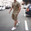 New Men's Casual Sports Suit Solid Colour Fitness Running Short-sleeved T-shirt Men's Two-piece Set