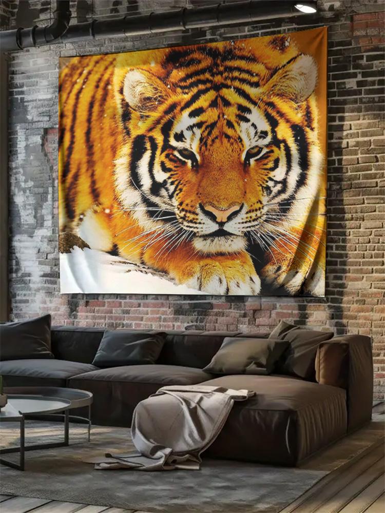 Arazzo da Parete Tigre Animale Selvatico Paesaggio Forestale Decorazione Casa Arazzo Natura Camera da Letto Soggiorno Stanza Estetica Decorazione Arazzo Vintage