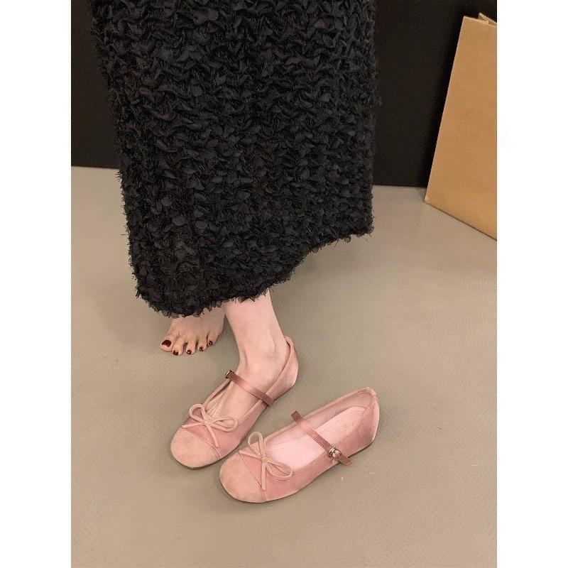 Inner heightened red single shoes women's shoes spring and autumn 2025 new summer French evening breeze Mary Jane ballet shoes