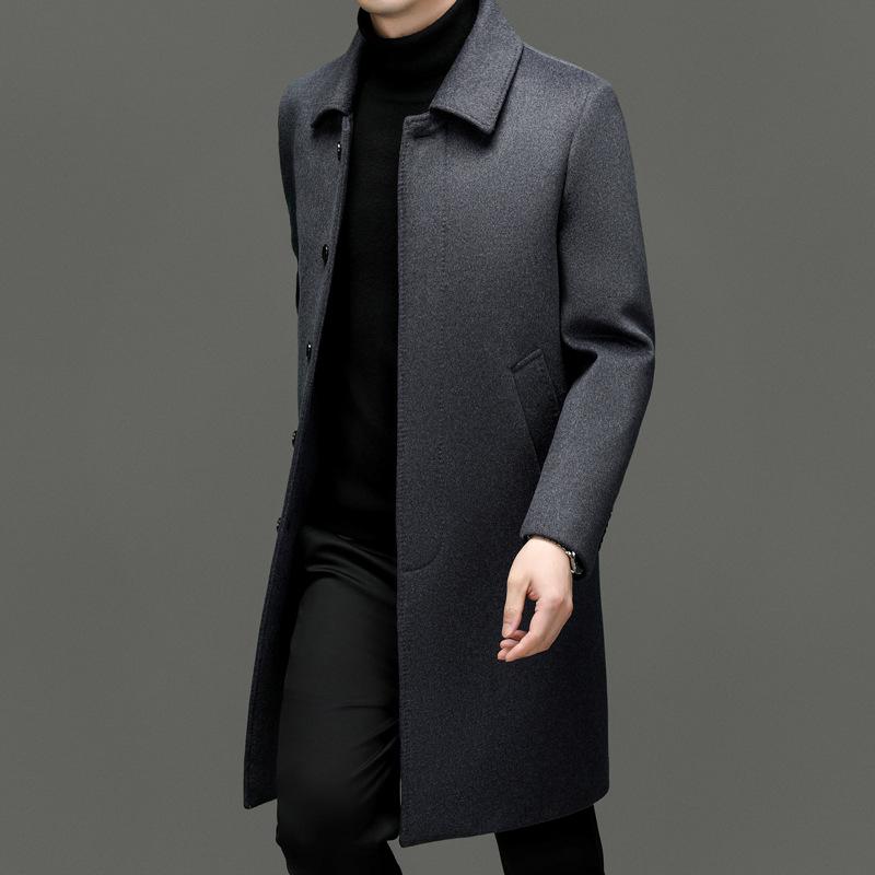 

Чоловіче розкішне довге вовняне пальто в корейському стилі - Діловий кежуал 175 чорний