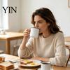 Nostalgic Table Decor Vintage Enamel Mug with Handle, Solid Color Heat Resistant Tea Cup Drinking Cup, Durable Portable Tableware for Home Kitchen Use