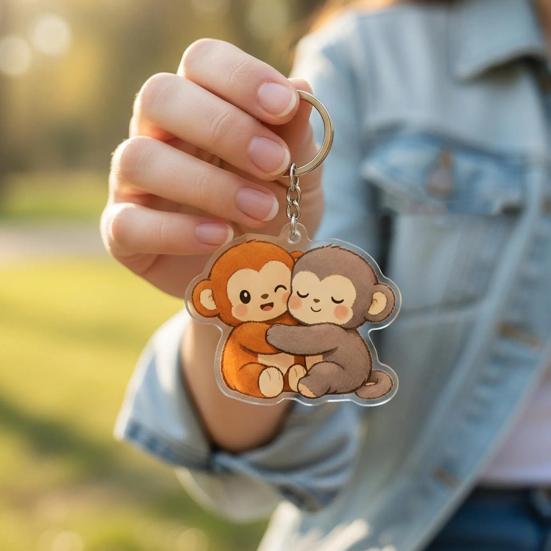 Keychain Pendant 3D Monkey Hug Charm Key Chain Backpack Purse Car Keys Mini Accessories Decorative Bag Strap Charm