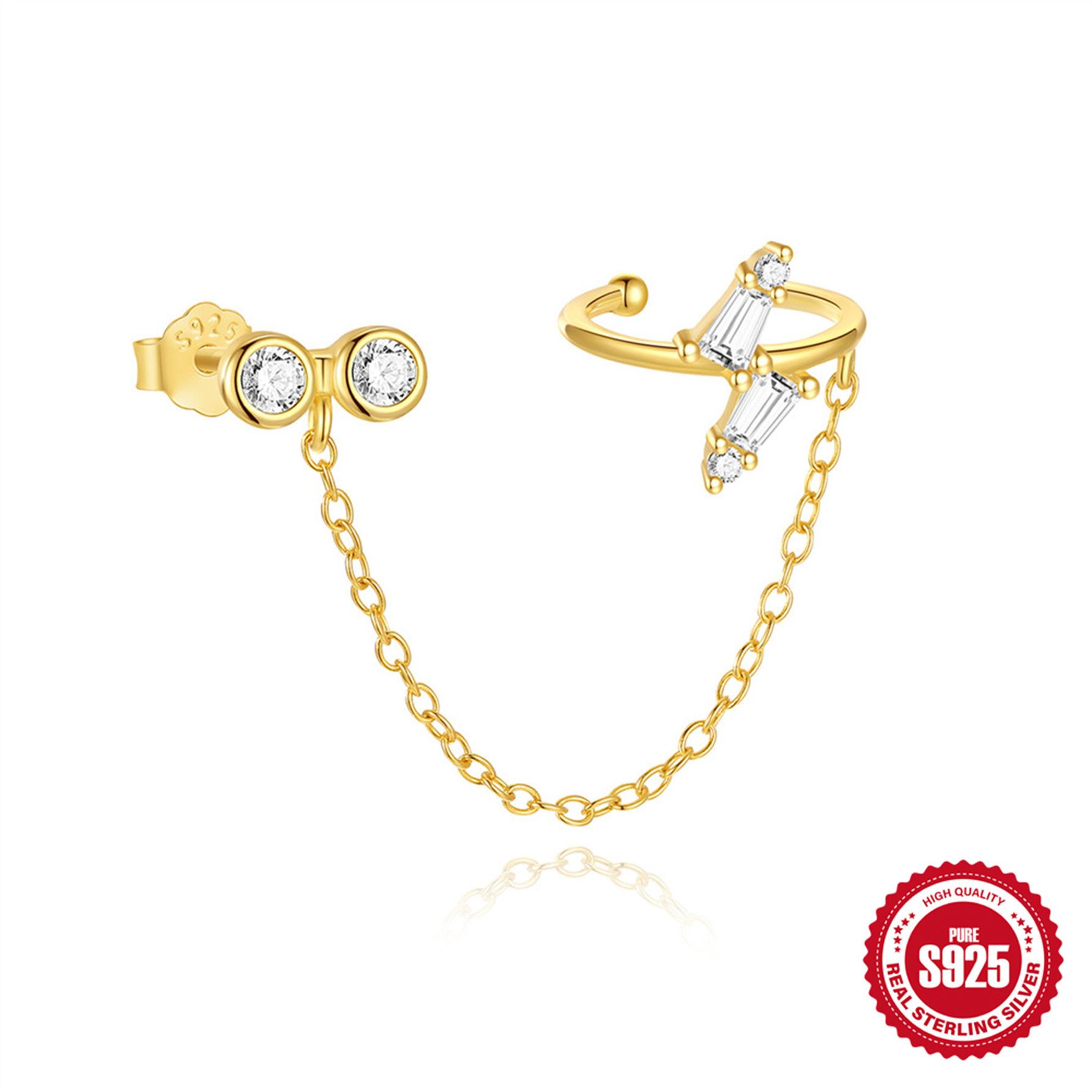 

Стильные и простые серьги-гвоздики из стерлингового серебра S925 с цирконами и конским глазом, серьги-клипсы с четырехугольной звездой и масляной каплей 925 Silver