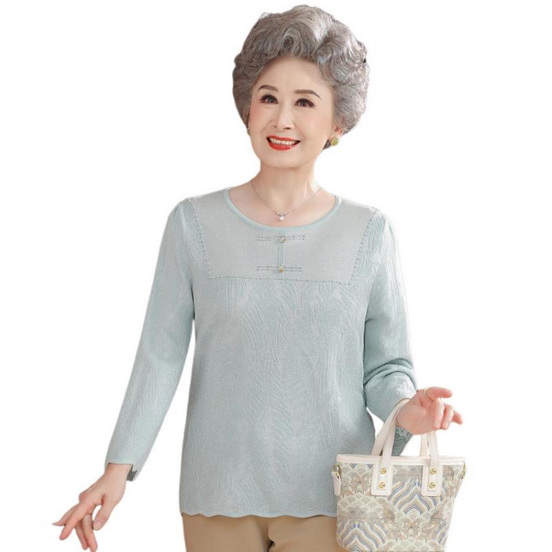 Mom autumn and winter knitted sweater mother clothing middle elderly grandma clothing bottoming shirt autumn new top women's clothing