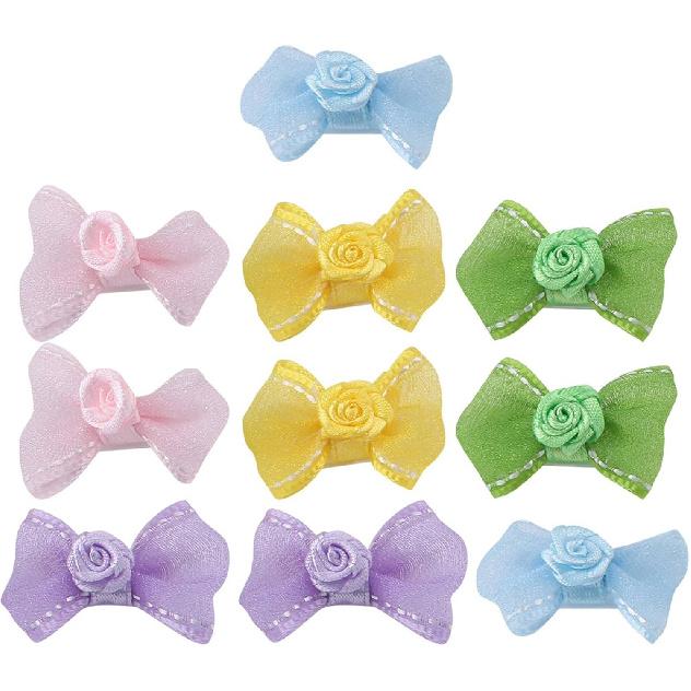 HEEPDD 10PCS Pet Hair Clip, Cat Cute Bowknot Hairpins Dog Bows Hair Accessories with Clip Lovely Small Middle Hair Bows Topknot for Pets Dogs Puppy