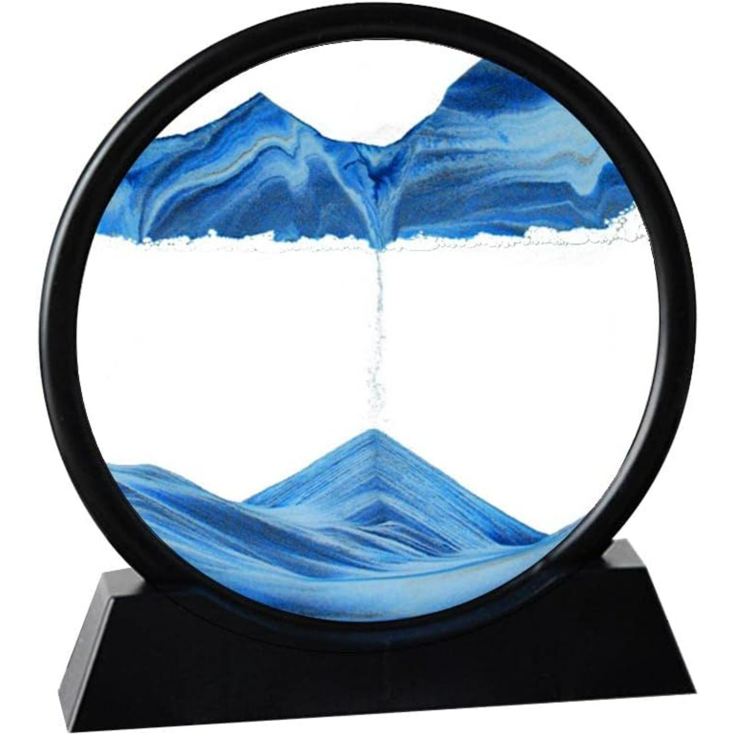 Arthink Moving Sand Art Picture,Liquid Motion 3D Sea Sandscape in Motion Display, Flowing Sand Frame Desktop Art Bookshelves Home Office Decoration 7 inch чёрный