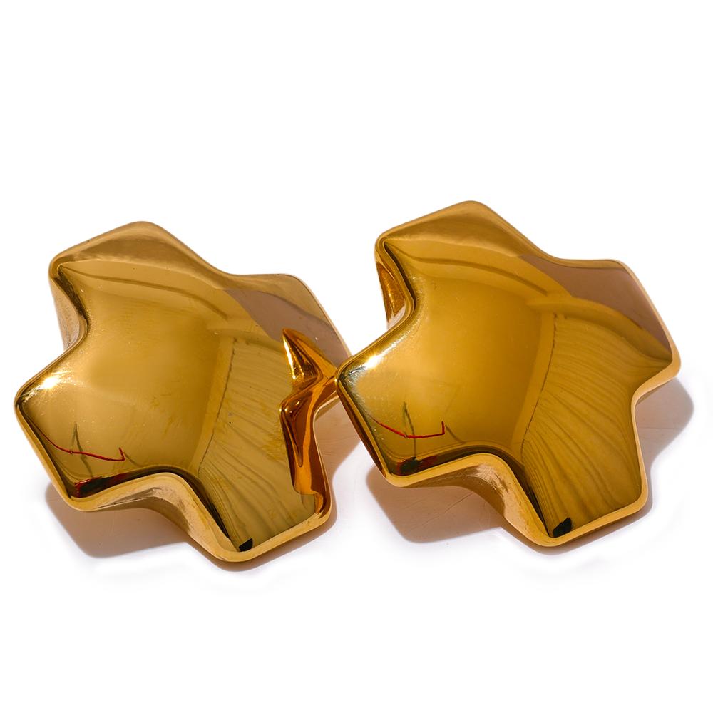 

Yhpup High Quality Glossy Smooth Stainless Steel Chunky Cross Big Stud Earrings Minimalist Texture Daily Jewelry Accessories