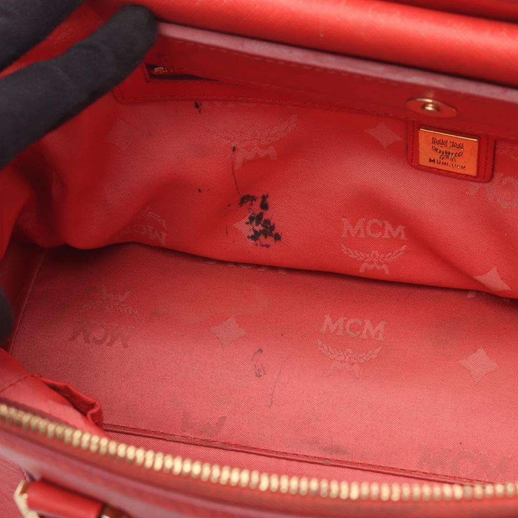 Used MCM Tote Bag Leather Red Used Women