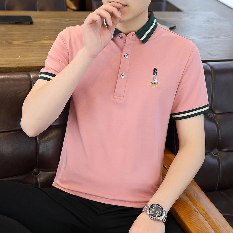 Men's Short Sleeved T-shirt Thin Business Lapel Men's Casual Short Sleeved Polo Shirt Shirt