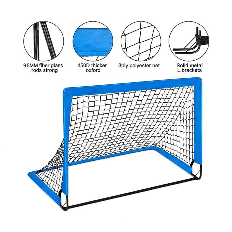 Collapsible Football Goal Set Includes 2 Foldable Markers 3 Size globes And Training Cones For Children Outdoor Sports