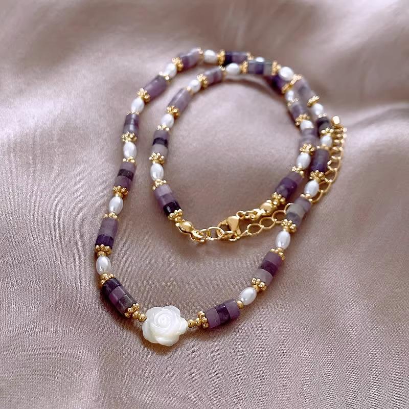 

Ожерелье-цветок из натурального перламутра – Элегантная, модная цепочка на ключицу для женщин