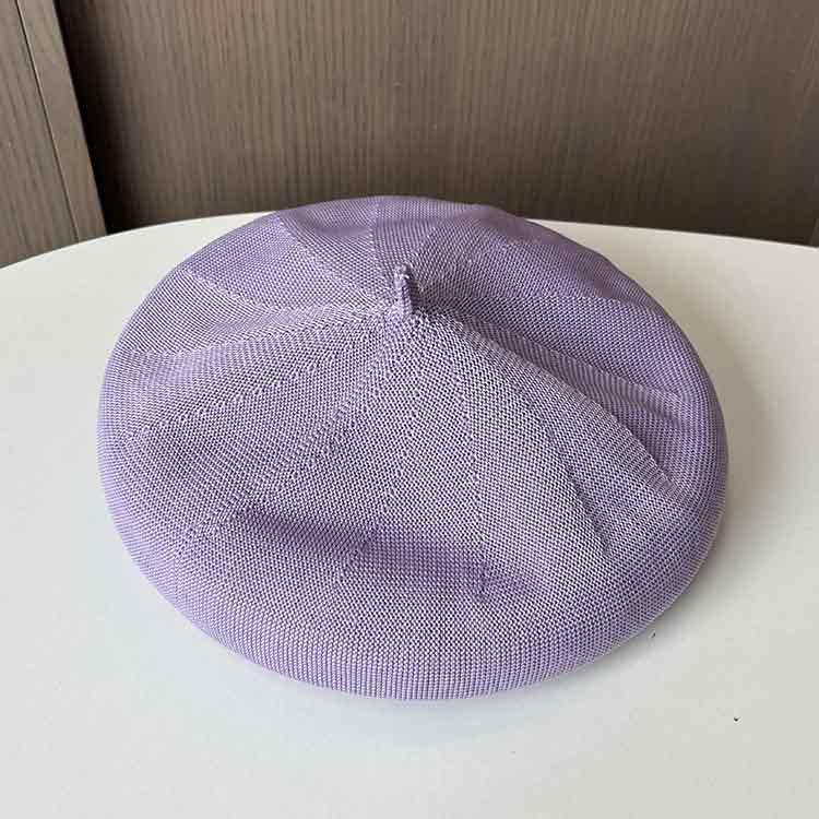 Fashion Versatile Black Painter Hat Women's Knitted Ice Silk Breathable Solid Color Pumpkin Hat Thin Summer Beret