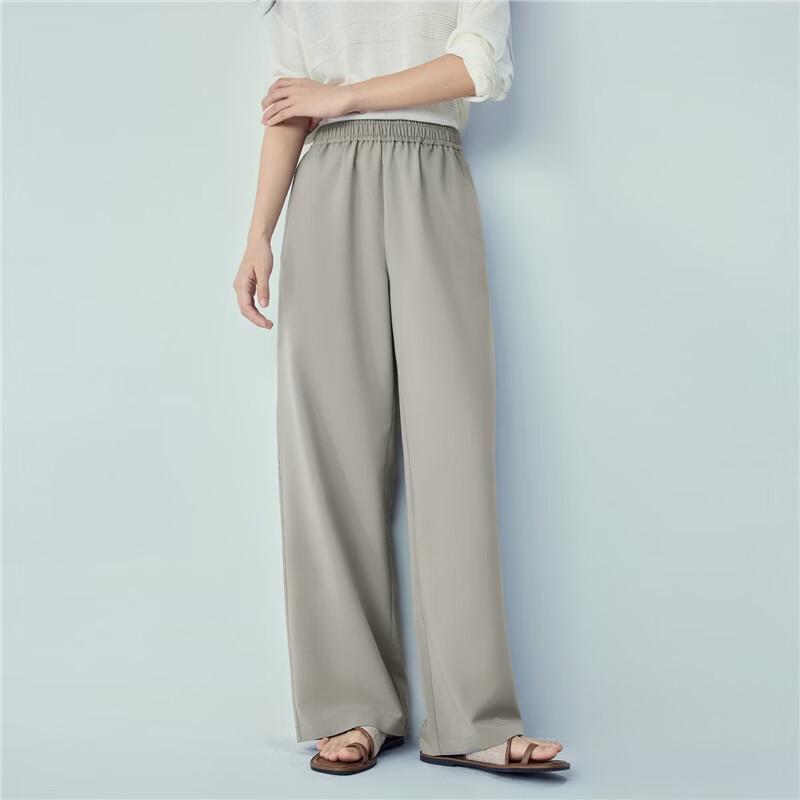 Giordano Women's Elastic Waist Drapey Straight Leg Casual Pants