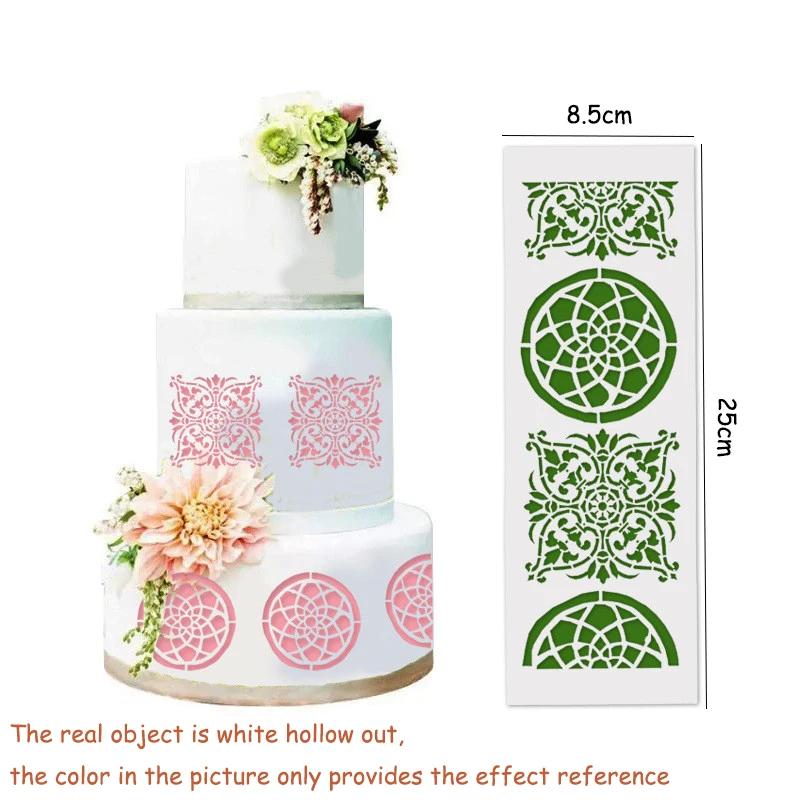 Krajkový květinový hrotový vzor Fondánová tisková šablona Dutá cukrová sítková forma Šablona na svatební dort Šablona na zdobení okraje Pečicí nástroje