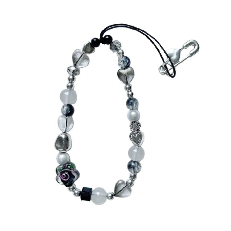Elegant Flower Bead Pendant Accessory Y2K Heart Phone Charm Strap Hangings Charm